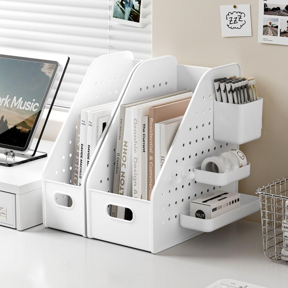 Pegboard Design Desktop File Storage Rack with Pegboard Organizer DIY Perforated Board Storage Box Stable File Organizer Holder