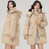 Down cotton-padded clothes women's medium and long cotton-padded clothes, foreign-style thickened loose hooded winter cotton-padded jacket