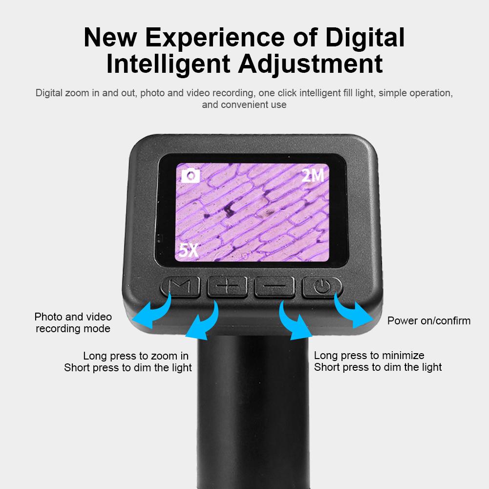 50-1000X Handheld HD Digital Microscope 2 Inch LCD Screen Digital Microscope USB High Definition Magnifying Glass with LED Light