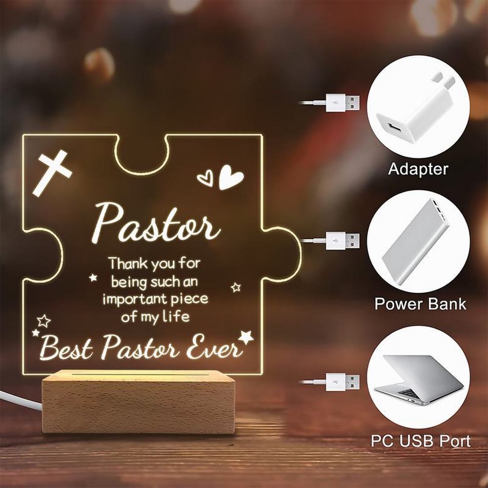 1PC Acrylic Luminous Ornament Photography Accessories, USB Base, Pastor Gift, Puzzle Plaque Figurines
