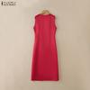 ZANZEA Women Casual Round Neck Summer Sleeveless Print Tank Dress
