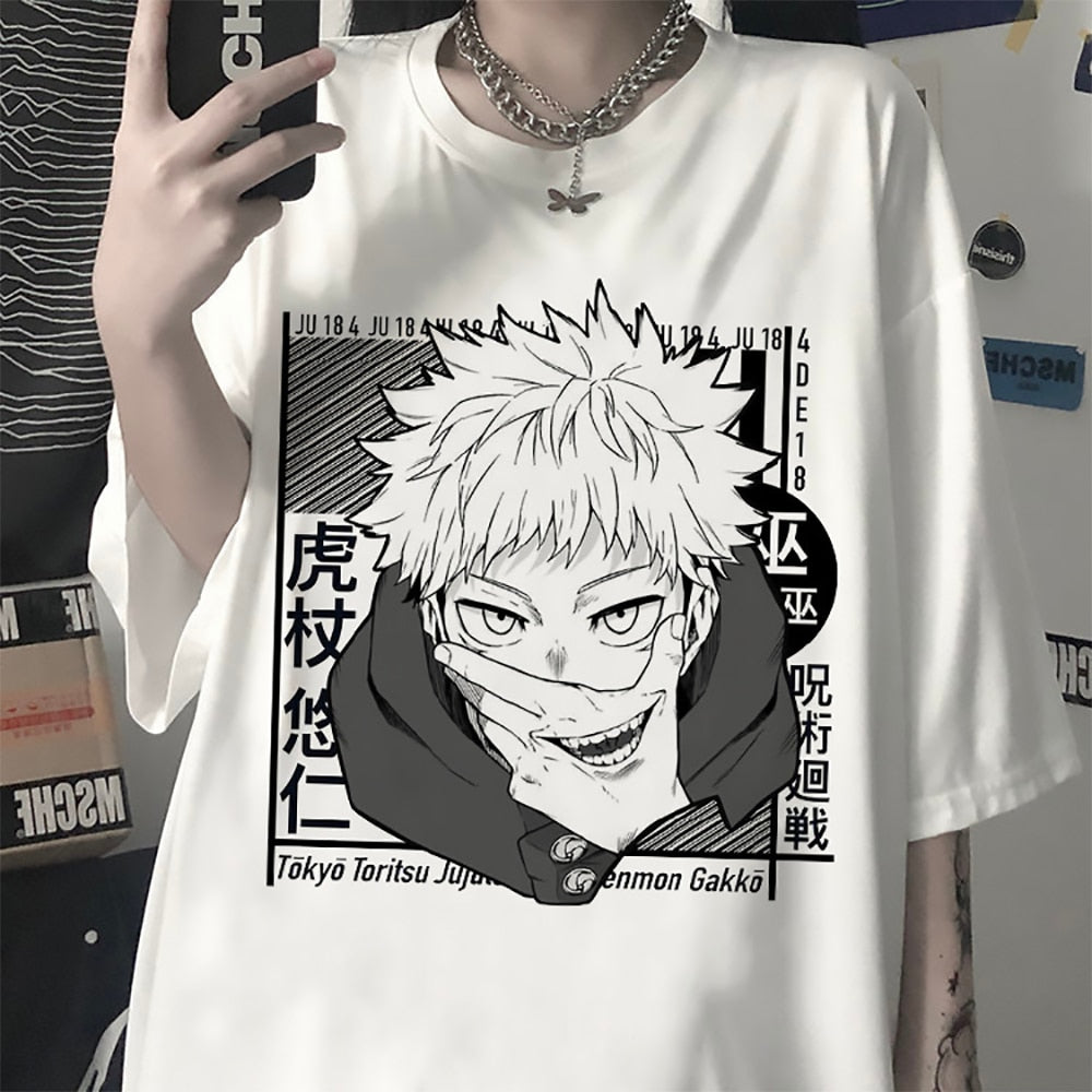 Jujutsu Kaisen Anime Itadori Yuji Graphic Tee TShirt Mens 2026 Summer Fashion Oversize Street Casual Y2K Streetwear Clothing
