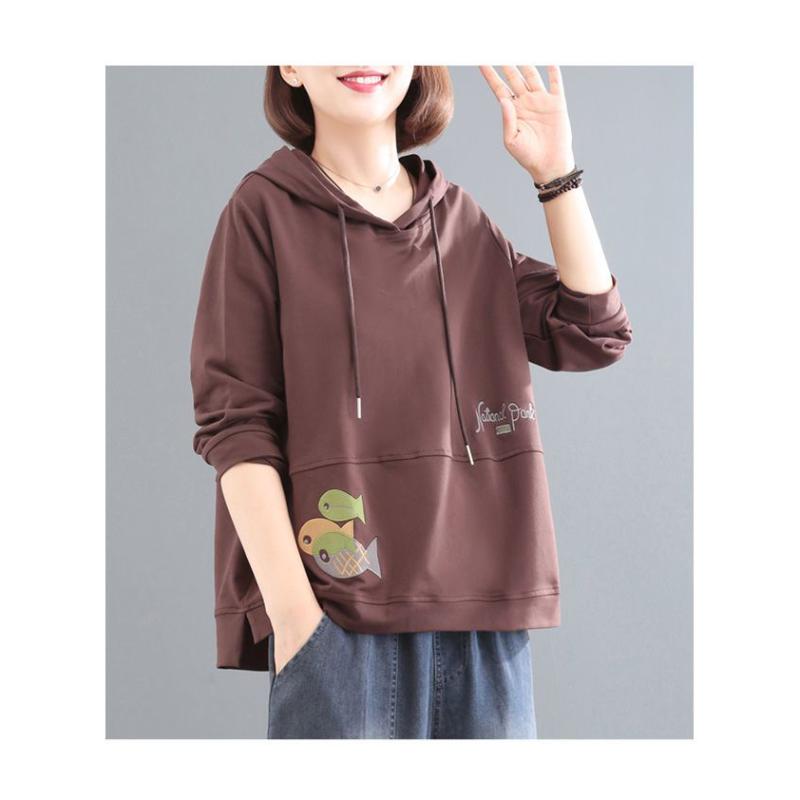 Pure Cotton Long-sleeved Hooded Sweatshirt for Women 2025 New Autumn Korean Cartoon Embroidered Casual Jacket Trendy