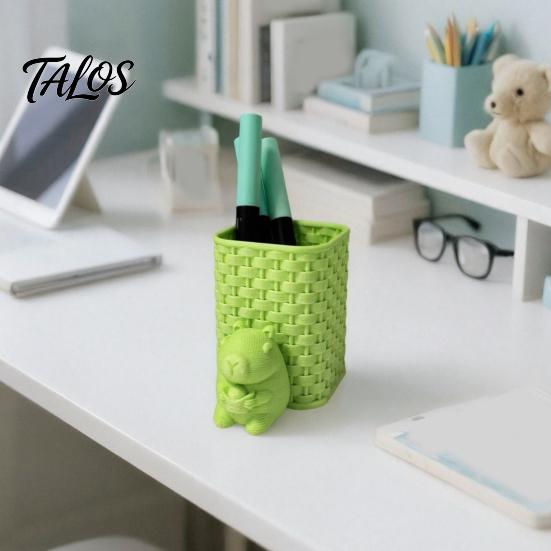 Desk Pen Organizer Capybara Holder, 3D Printed with Basket Pencil Cup Cup, Cute Animal for Makeup Brush Stationery