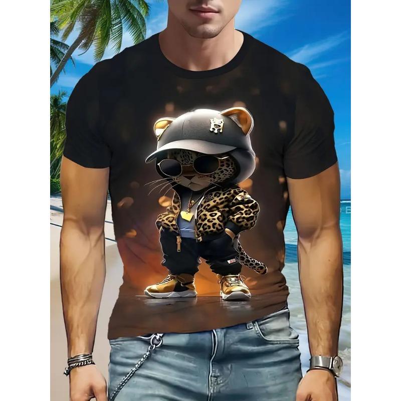 

Летний круглый вырез с 3D забавными мультяшными узорами, модные повседневные футболки с короткими рукавами для мужчин XS