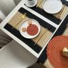INS-style Paper Rope Woven Placemat, Color-block Holiday Decorative Mat Creative Paper and Jute Blended Heat-resistant Table Mat