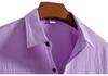 Summer 2026 Men's Loose Solid Color Short-Sleeved Button-Down Casual Shirt