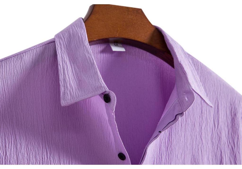 Summer 2026 Men's Loose Solid Color Short-Sleeved Button-Down Casual Shirt