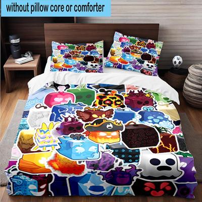 3PCS Colorful Cube Creatures 3pcs Bedding,Including 3PCS Duvet Cover And 2pcs Pillowcases Perfect for Christmas,Ideal for Bedroom, Dormitory