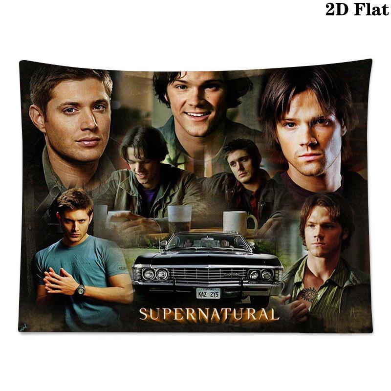Supernatural Hunting Brothers Wall Tapestry Aesthetic Wall Hanging Printed Fabric Blanket Decorative Tapestries for Bedroom Living Room Home Decor