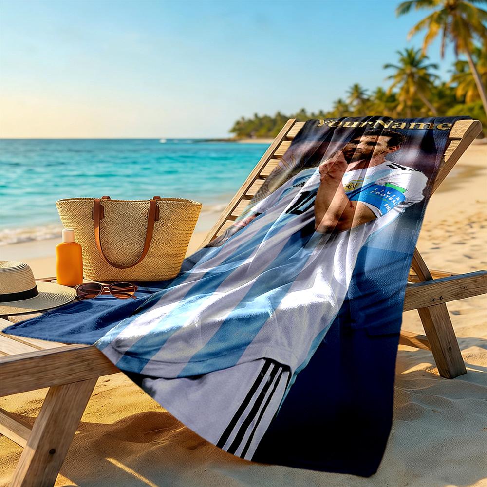 Messi Customized Name Beach Towel Quick-Dry Soft Microfiber Portable for SwimmingBeachCamping Travel Beach AccessoriesGym