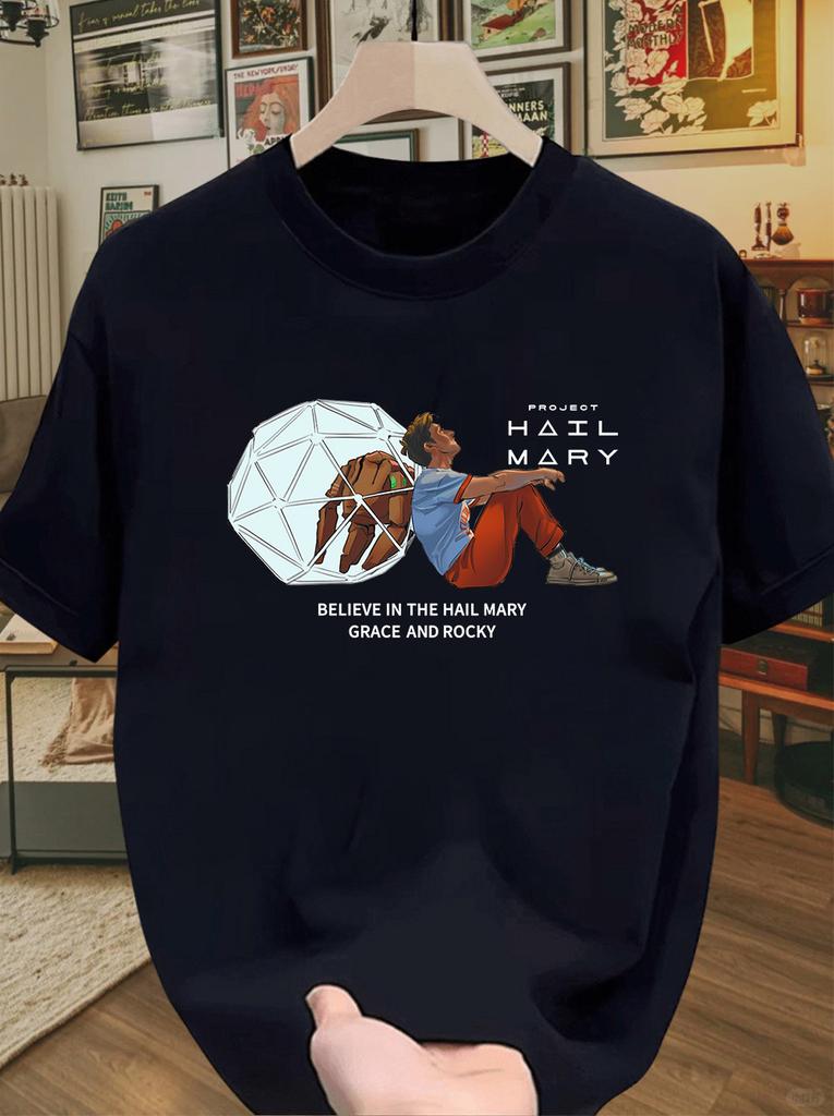 2026 Project Hail Mary Ryland Grace Rocky Graphic 100Cotton Unisex Shirt Summer New Fashion Unisex Oversized Tshirt Fan Gift