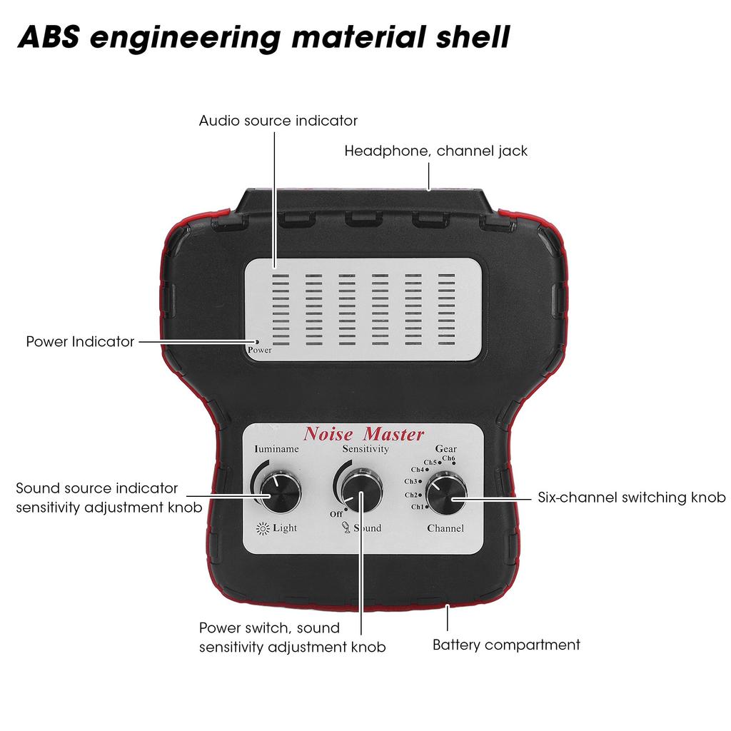 6-Kanal-Auto-Elektronik-Stethoskop-Kit, 100 Hz-10 kHz, Testgerät für abnormale Geräusche bei Motor-Chassis-Übertragung
