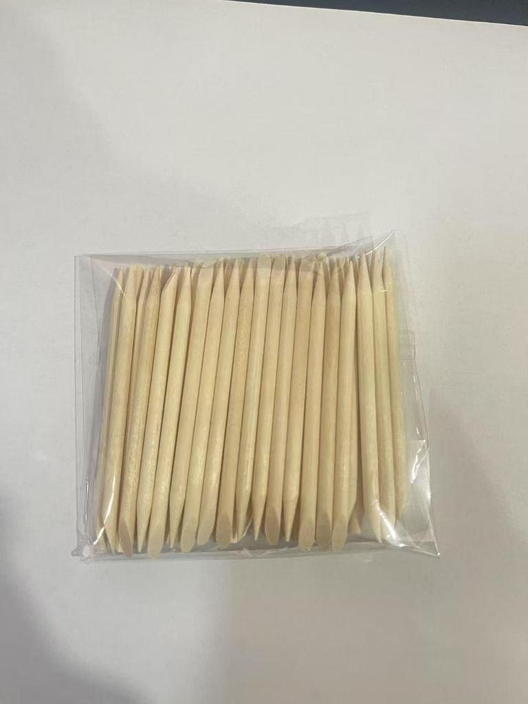 100-Piece Double-Head Wooden Nail Art Remover Sticks: Orange, Multi-Function, Embossing, and Dead Skin Remover