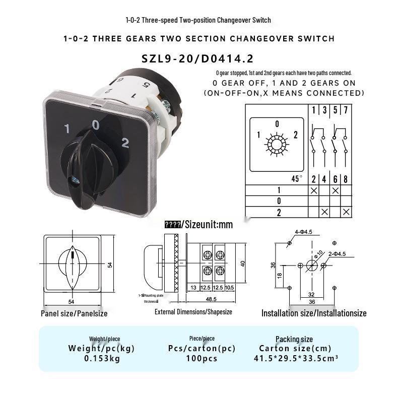 

Zhuochao SZL9 Rotary Changeover Switch, LW31 GLE9 EP Equivalent
