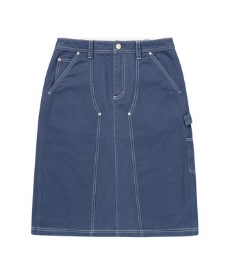 Syupeodeulai W Long Carpenter Skirt Dark Indigo