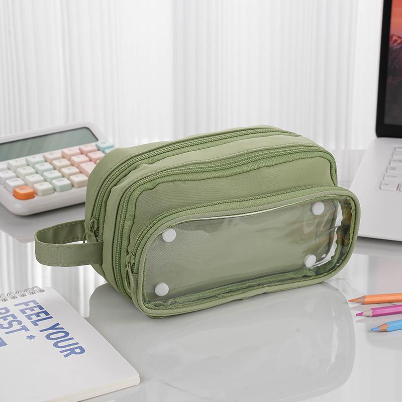 Detachable Double-Layer Pencil Case with Transparent Window for Students