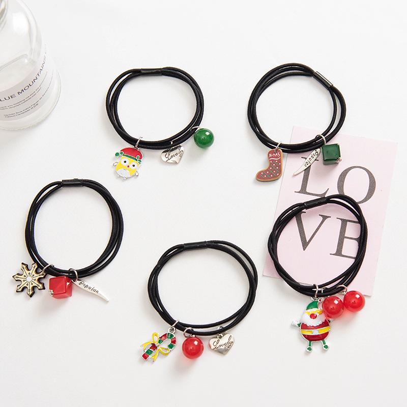 Korean Style Reindeer Santa Claus Hair Tie - High Elastic Hair Accessory for Women