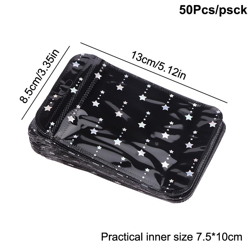 

50 шт. Зиплок пакет в форме звезды Лазерный упаковочный пакет Пластиковые пакеты для запайки Многоразовый пакет для продуктов Серьги Ожерелье Сумка для хранения ювелирных изделий Подарочные пакеты 8.5cm×13cm
