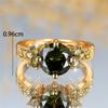 Luxury Crystal Olive Green Zircon Stone Round Rings For Women Vintage Gold Color Wedding Band Bridal Jewelry Engagement Gift