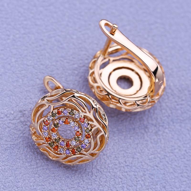 LSOOYH Klämörhängen Rose Gold Color Mode Örhängen För Kvinnor Fjäril Färgglad Cubic Zirconia Hollow Stud Örhängen Smycken