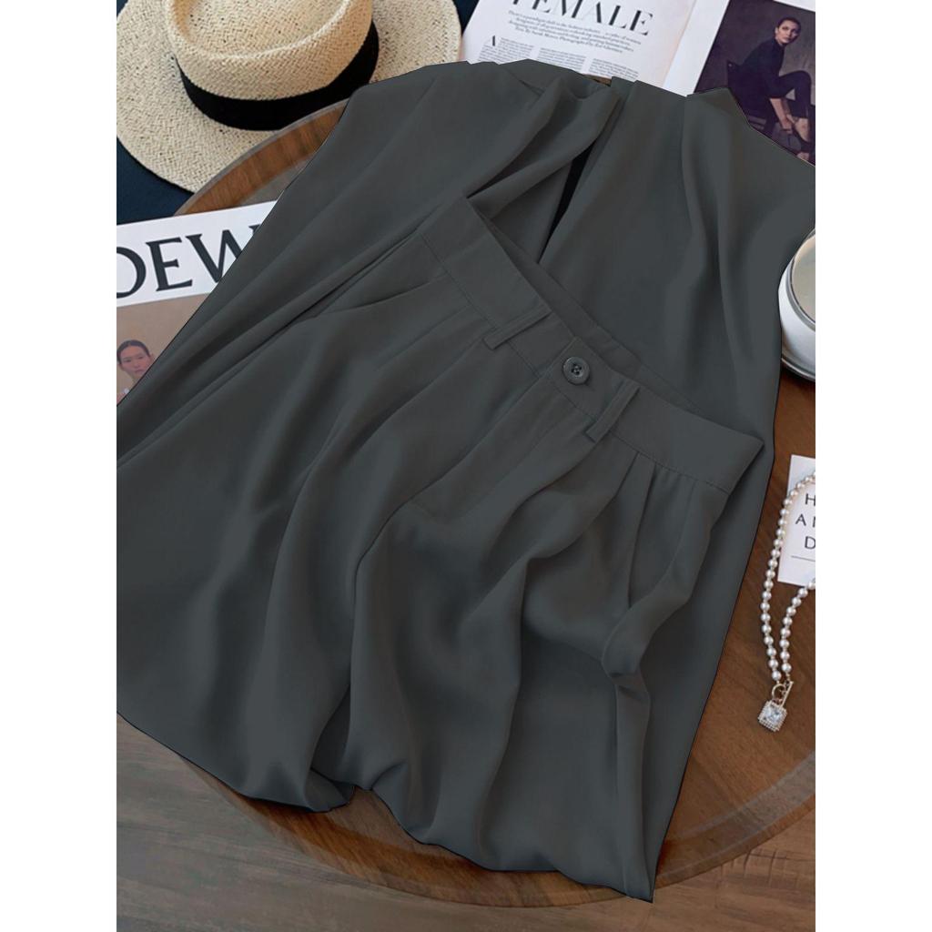 Women's Floor-Length Wide-Leg Pants, Spring/Summer 2026, High-Waisted, Loose Fit, Versatile for Petite Figures, Lightweight, Casual.