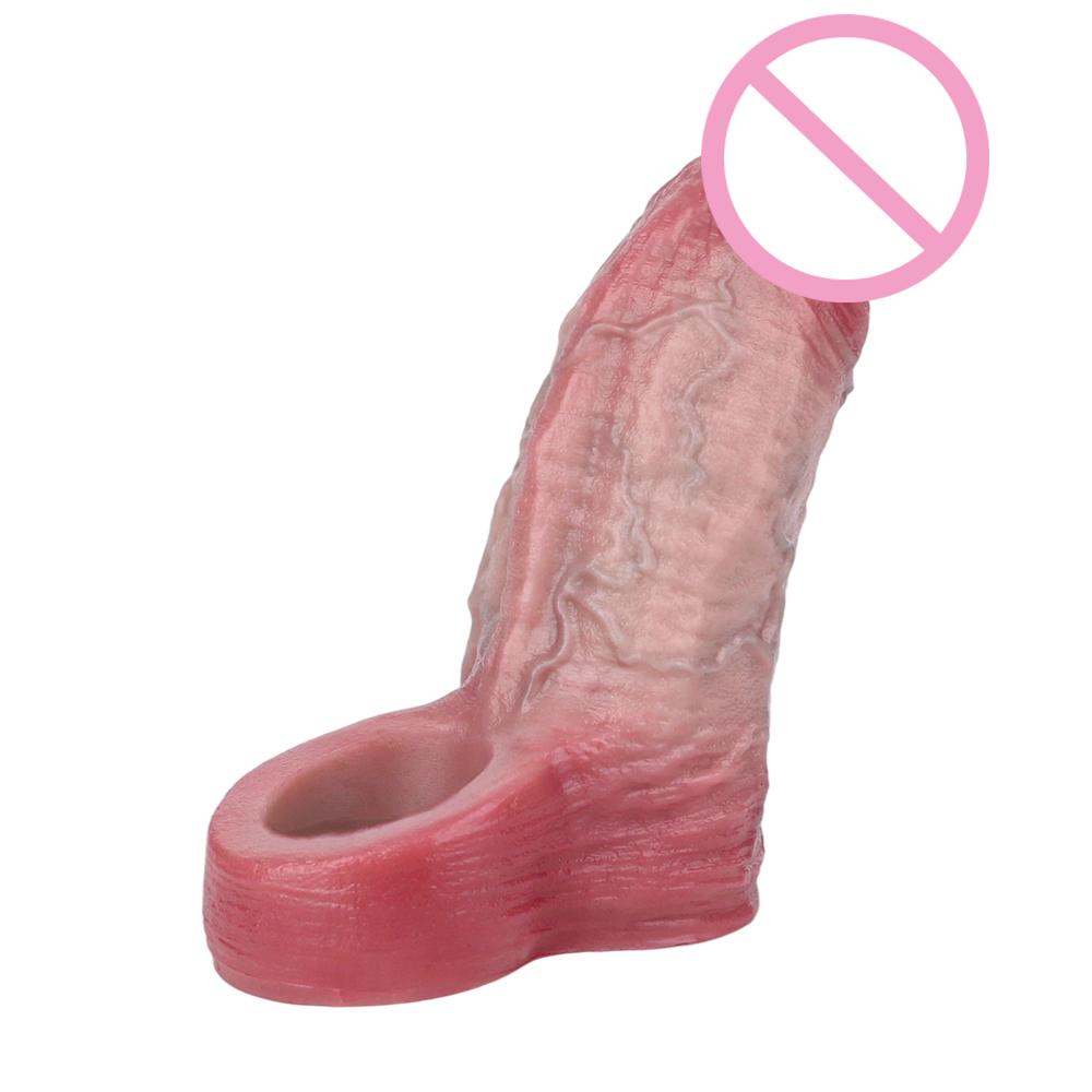 ORALSX Kleine Größe Penisverlängerer 5 Zoll Gliedmanschette Wiederverwendbare Kondom Hohl Dildo Silikon Penisverlängerer für Männer Kleiner Penis