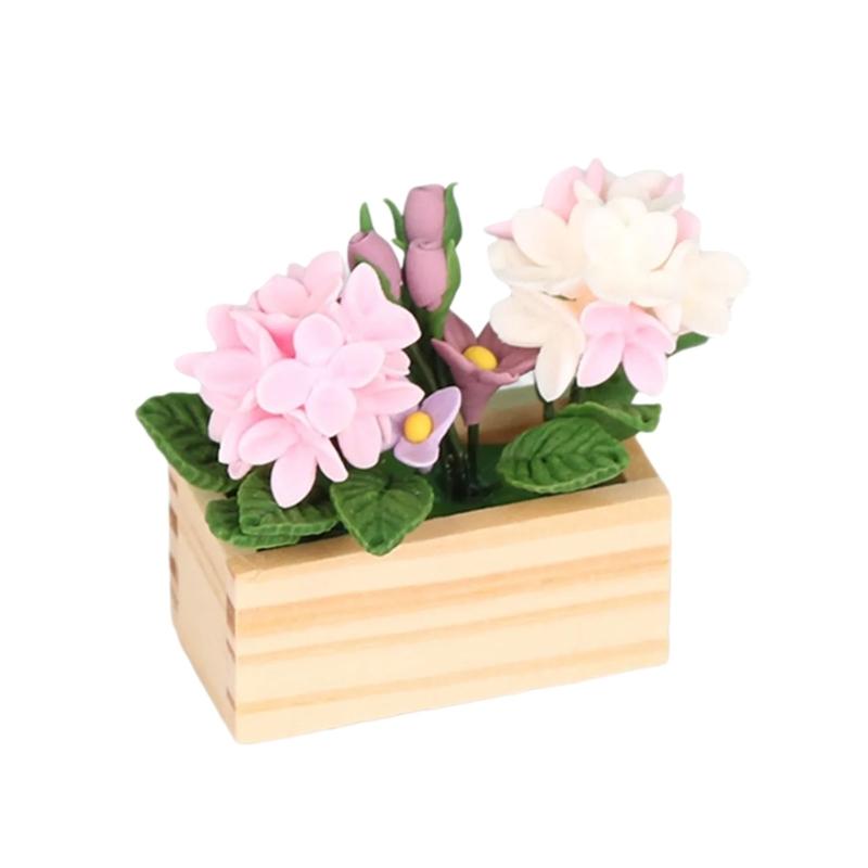 1/12 Miniature Potted Flower Model Figurine For Doll House Scene Display Accessories Microlandscape Setting Props