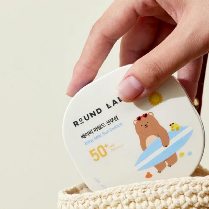 ROUND LAB Cushion Solar Suave para Bebé SPF50+ PA++++ 16g Proteção UV Suave e Cuidado Calmante