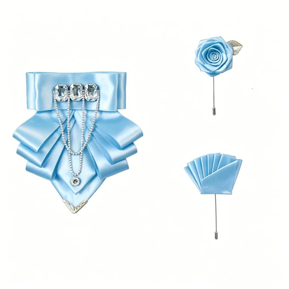 3 pcs/set Exaggerated Collar Bow Tie Brooch Set Rhinestone Wedding Accessory Set Wedding