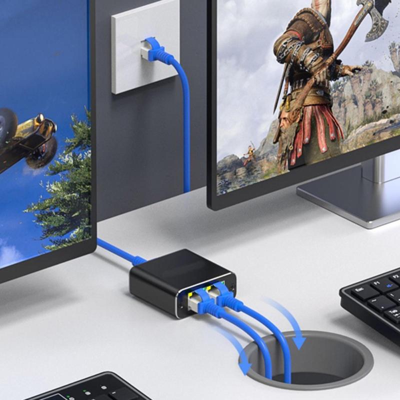 Ethernet Splitter 1 To 2 High Speed 1000Mbps Ethernet Splitter 2 Devices Simultaneous Networking RJ45 Splitter Adapter