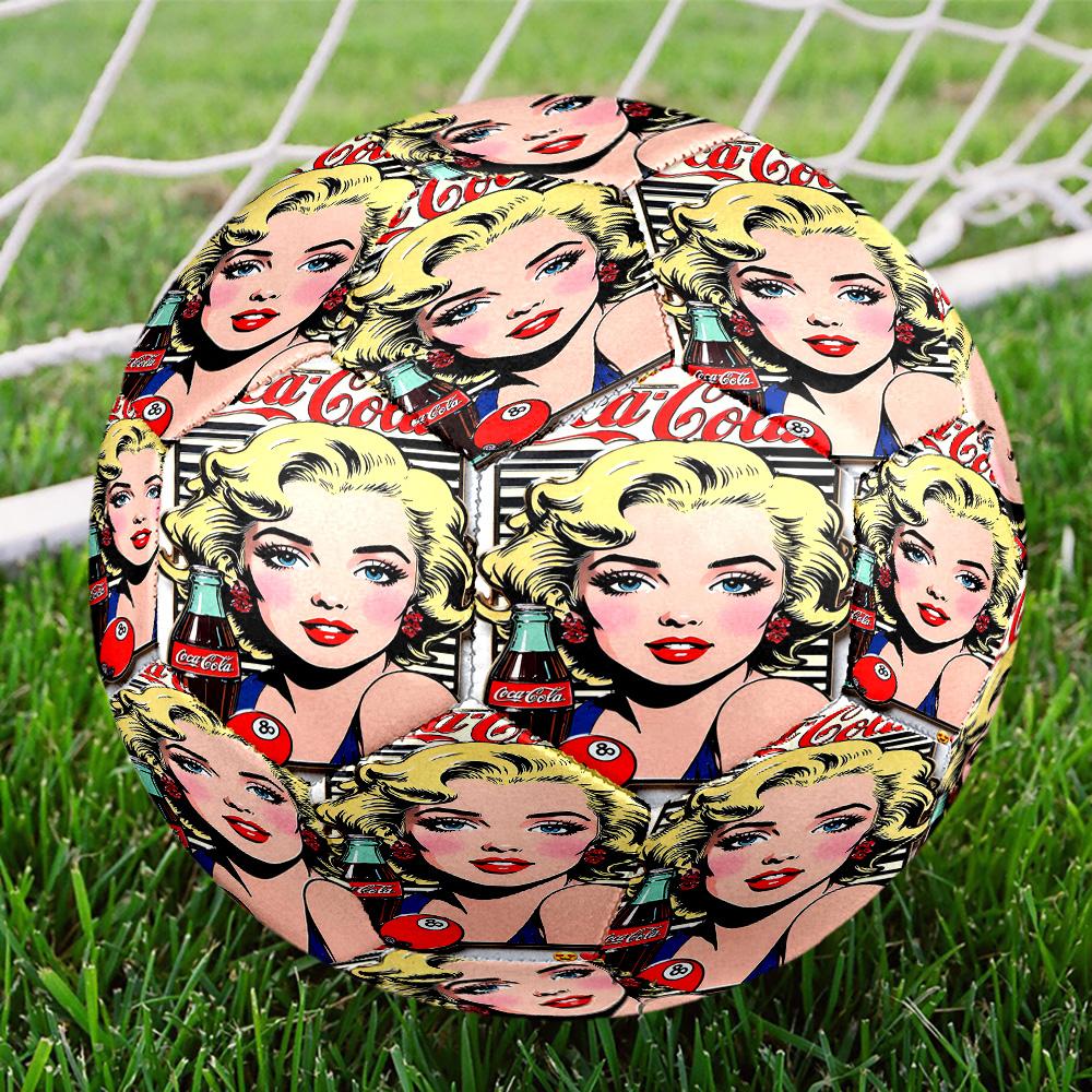 Marilyn Monroe Print Size 5 Soccer Ball, Standard Match Football for Sports Game and Team Practice, Ideal Gift for Soccer Fans