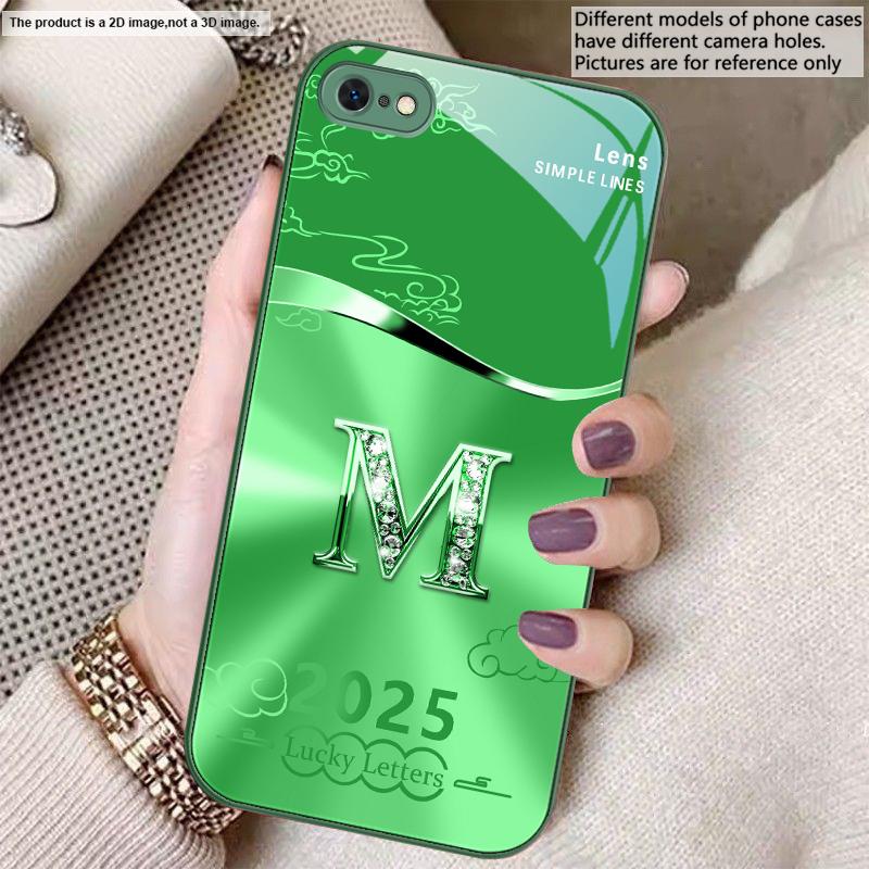 Gradient yellow letter M For iPhone 17 Air 16 E 15 14 13 Plus 12 mini 17 Pro Max 11Pro XR Xs X 7 8 11 Tempered Glass Phone Case