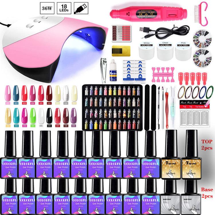 Professional Gel Nail Kit Full Set for Beginners – Quick-Dry Manicure Tools Starter Kit with UV/LED Lamp