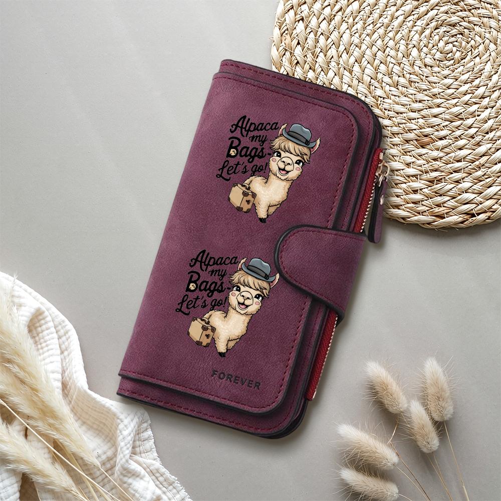 Cute Alpaca Printed Long Wallet Fashion Portable Card Holder Casual Durable Women Purse