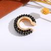 Retro Fashion C-Shaped Bling Ear Clips with Colored Diamonds - Trendy No-Pierce Earrings