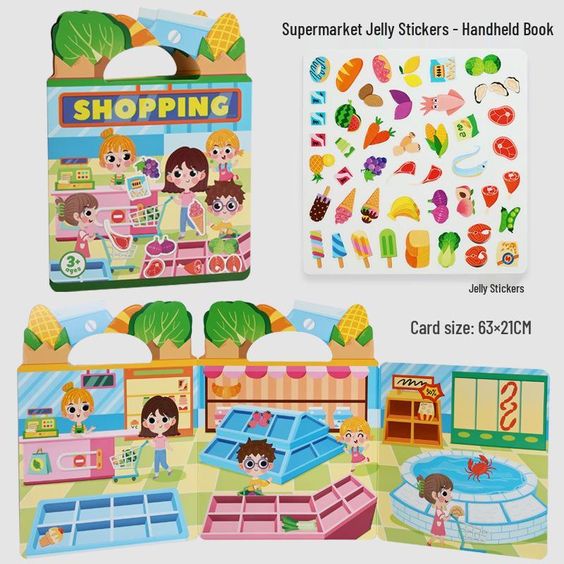 Cross-border Jelly Sticker Book: Educational Silicone Reusable Stickers for Baby Kindergarten Fun and Gifts