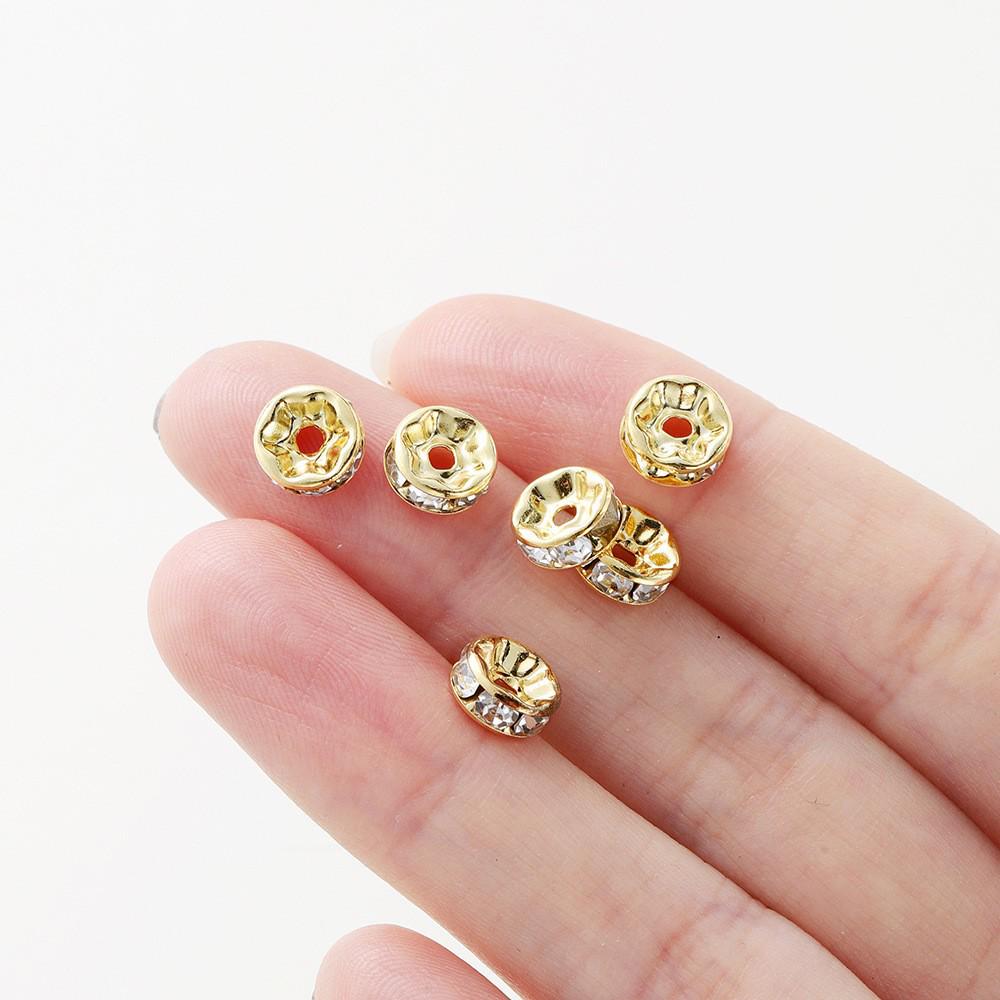 14k/18k Gold Electroplated Rhinestone Ring DIY Jewelry Spacer Beads