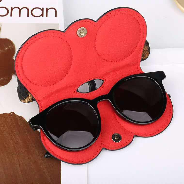 PU Leather Sunglasses Case with Hook Pendant - Trendy TikTok Style for On-the-Go
