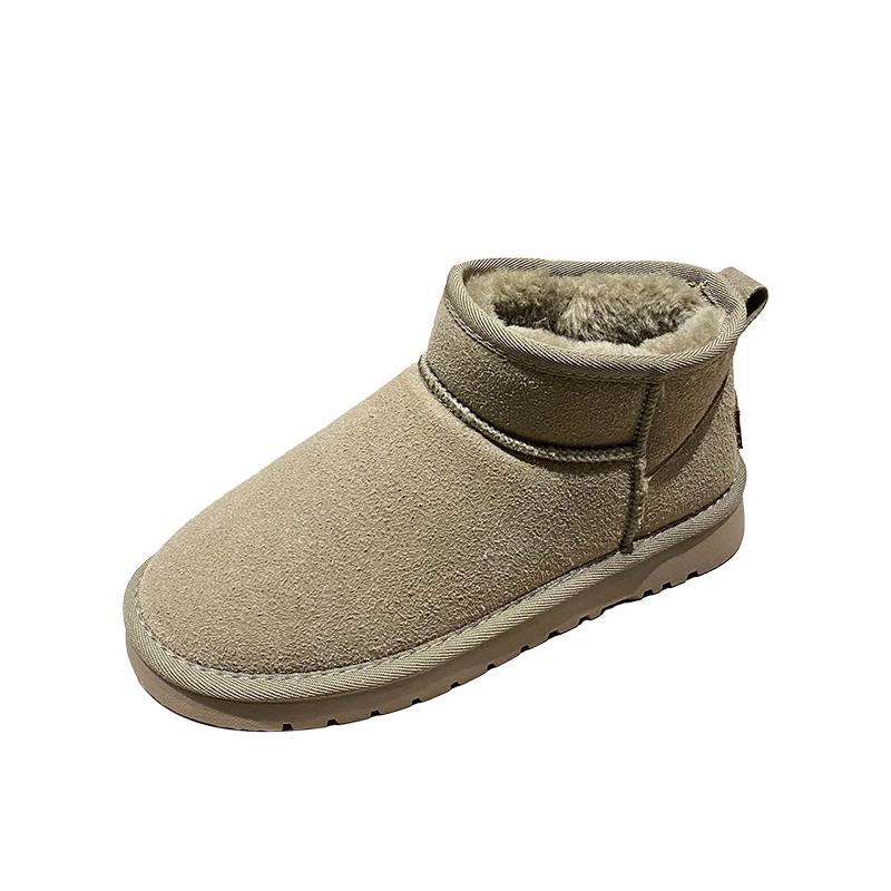 

Boots for Women s Warm Short Plush 2024 High Quality Autumn Winter New Solid Color Solid Color Flat Bottom Female Ankle Boots 40 хаки