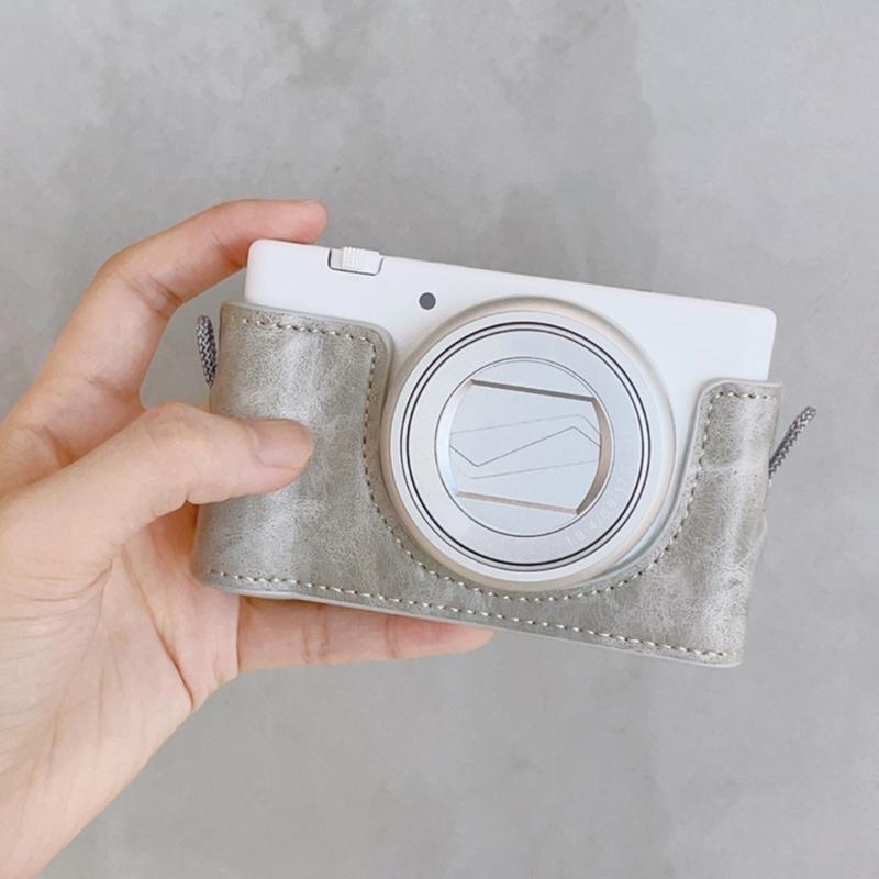 Flexible PU Leather Half Camera Case Bag For ZV 1M2/ZV 1F Featuring Easy Battery Access