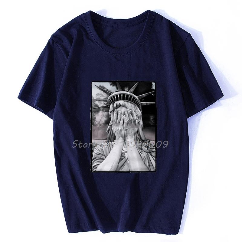 T Shirt Statue Of Liberty New York Anti Ymcba  Trippy Funny Unisex Cotton Tshirts Hip Hop Tees Tops Tshirt Clothes Streetwear
