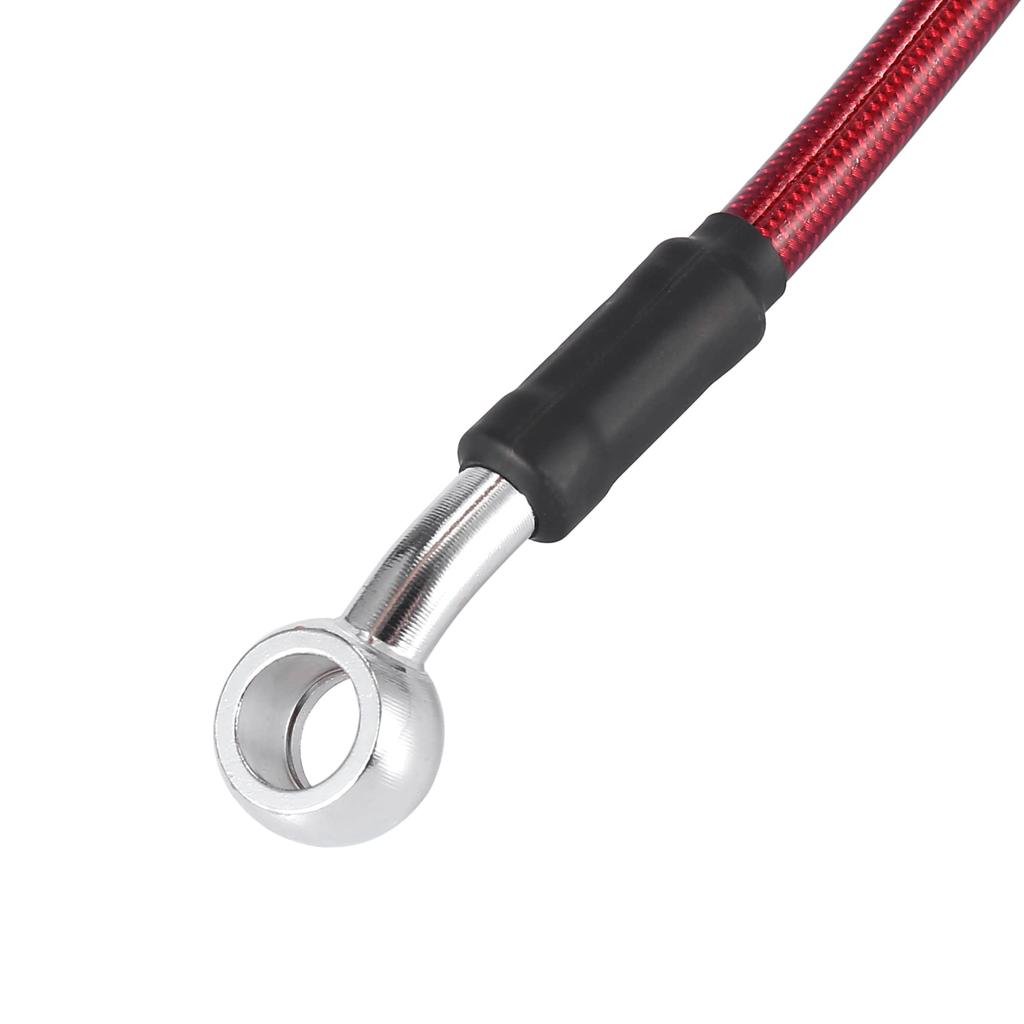 Motoforti Motorcycle Brake/Clutch Hose, Oil Hose, Hydraulic Strengthened, Stainless Steel, 28°+90°, Red, 130cm
