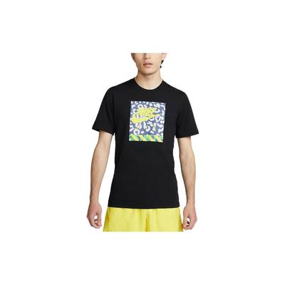 Logo Print Round Neck Short Sleeve T-Shirt Men Tops Black FB9816-010