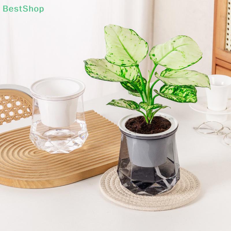 Plastic Self Watering Flowerpot Transparent Plant Pot Home Tabletop Flower Pot Home Bonsai Decor Modern Decor