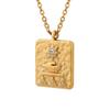 European-Style Personalized Zircon Pendant Necklace In 18K Gold-Plated Titanium Steel Clavicle Chain