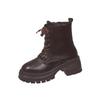 Stivaletti alla Caviglia in Pelle da Donna Autunno Inverno Comodi Punta Rotonda Sneakers Casual Street Style Cerniera Stivali Corti da Moto da Donna