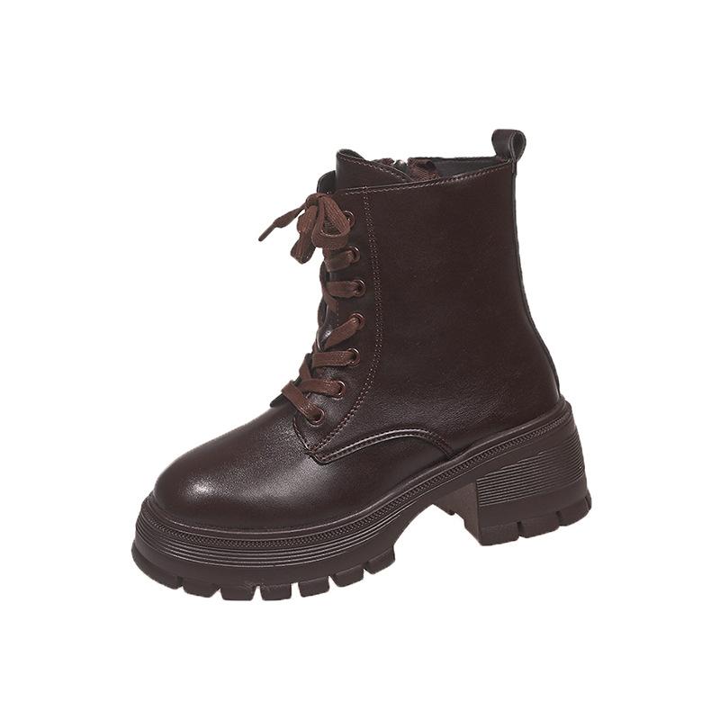 Stivaletti alla Caviglia in Pelle da Donna Autunno Inverno Comodi Punta Rotonda Sneakers Casual Street Style Cerniera Stivali Corti da Moto da Donna