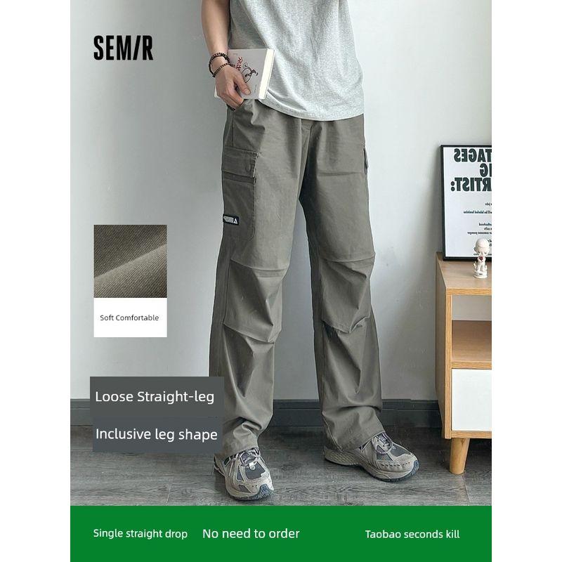 

Senma Cargo Pants Men s 2025 Spring Retro Loose Casual Straight-Leg Pants Three-Dimensional Ruched American Functional Paratrooper Pants A male black 90001 L