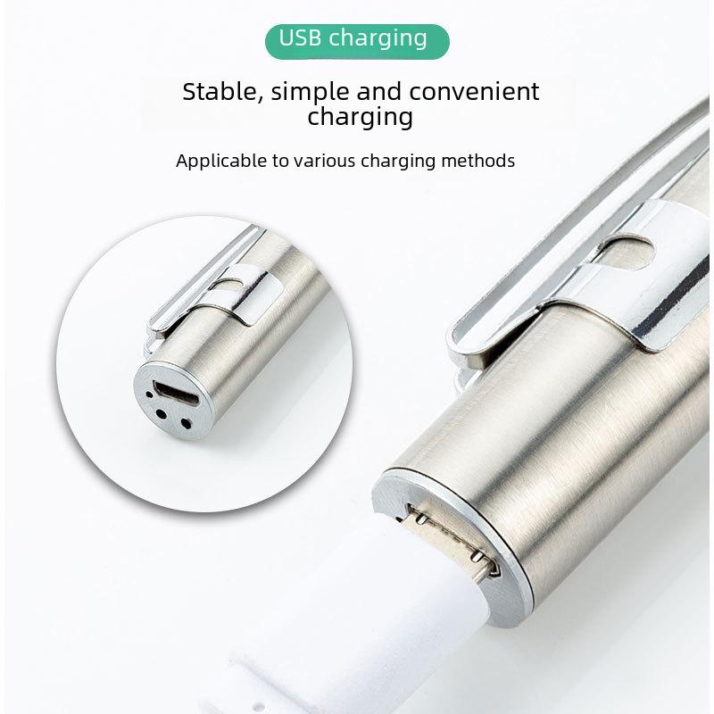Stainless Steel USB Mini Inspection Flashlight for Outdoor Use